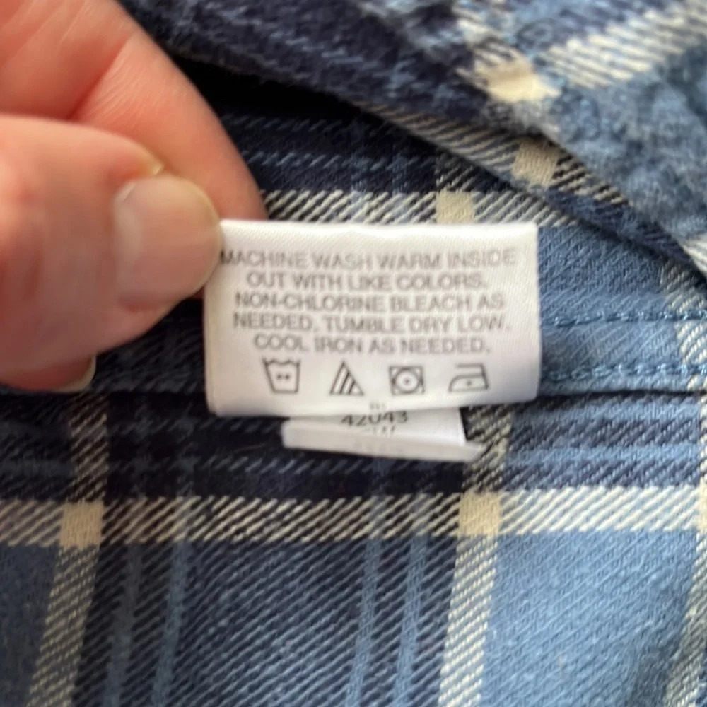 Hanna Andersson blue plaid button down long sleeve shirt, size 120cm - Picture 8 of 12